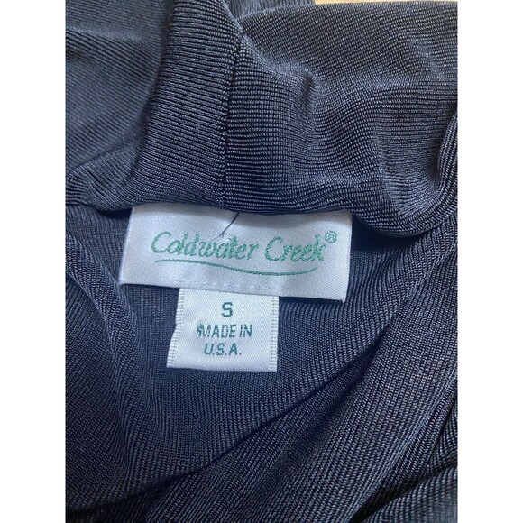 Coldwater Creek Knit Top Womens Small Black Long Sleeved Office Slinky Cowl Neck - Picture 5 of 7